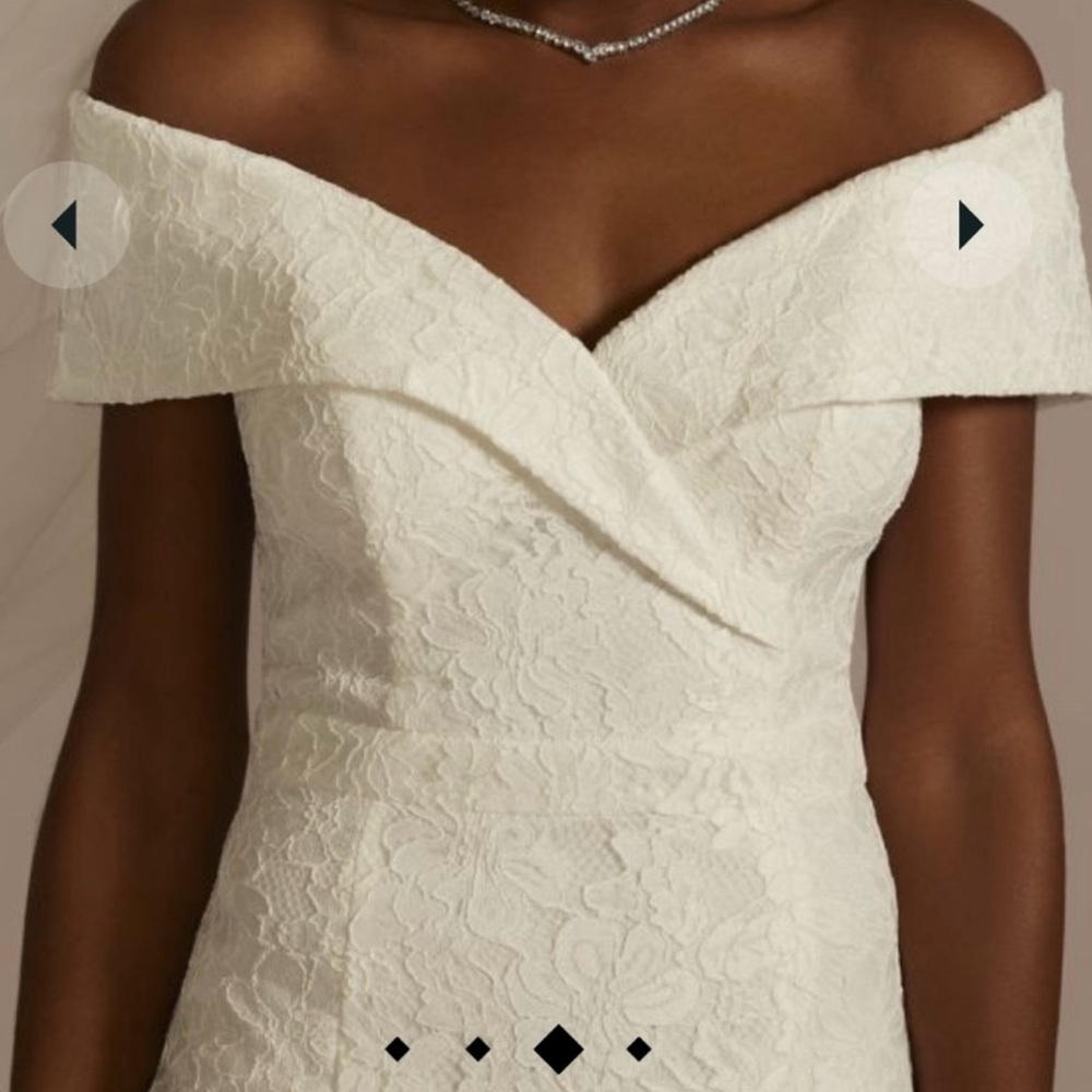 David's Bridal Strapless Cream Lace Dress